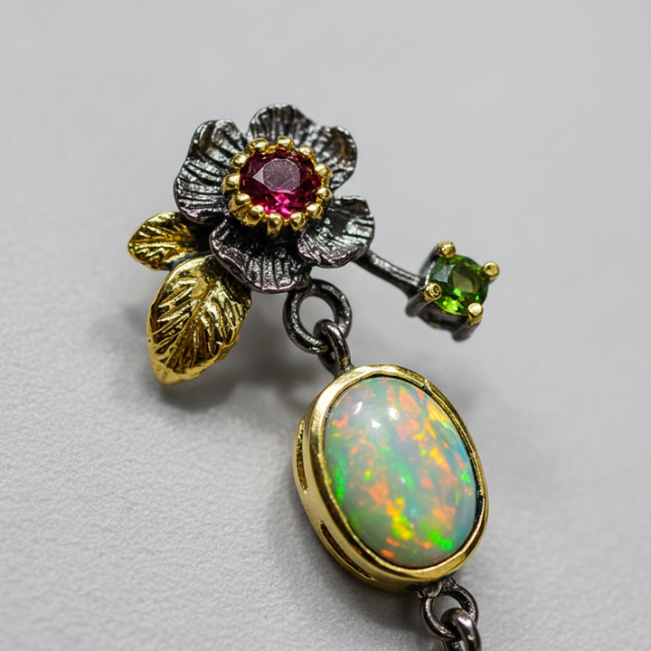 Opal Ohrringe Gold Detail