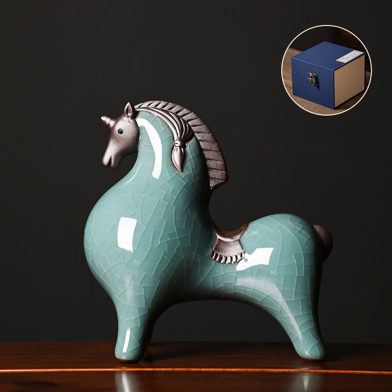 Pferd Dekofigur Keramik Freiheit Feng Shui