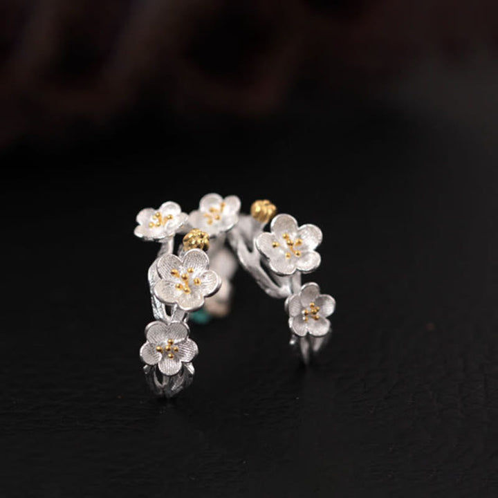 Pflaumenblüte Ohrringe Silber filigran Boho Schmuck spirituell Blüten Ohrhänger