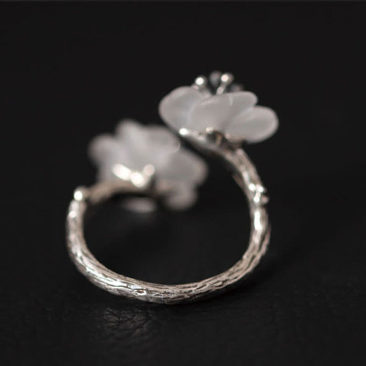 925 Silber Ring Pflaumenblüte Schutz Glück verstellbar elegant