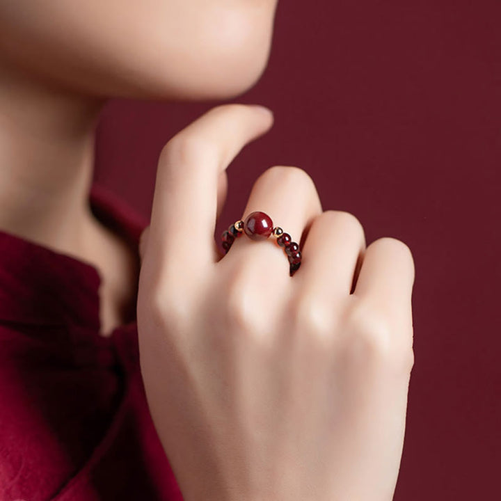 Granat Pixiu Ring Zinnober Glück Schutz Feng Shui Kraftstein Fingerring