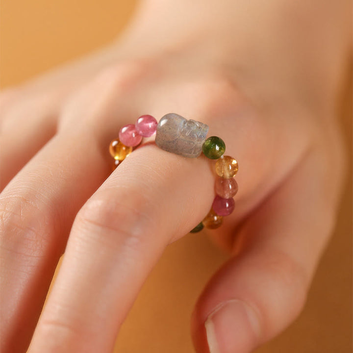 Ring Turmalin Perle Pixiu Glück Liebe Feng Shui Schutz