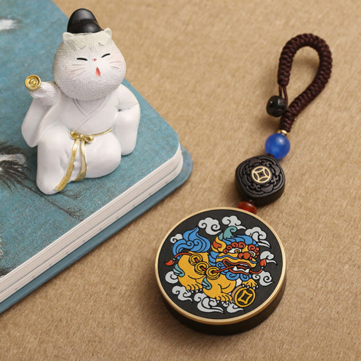 Schlüsselanhänger Pixiu Ebenholz – Wohlstand Feng Shui Glücksbringer spirituell