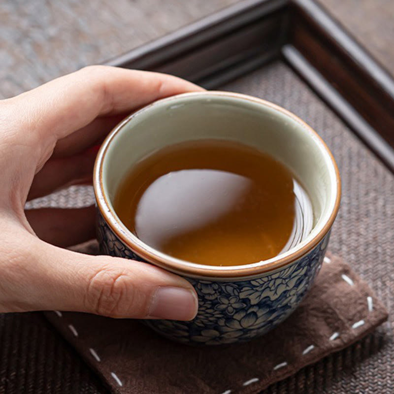 Porzellan Teetasse Lotus Pfirsichblüte Chrysantheme Deko