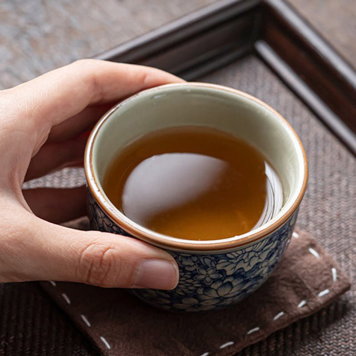 Porzellan Teetasse Lotus Pfirsichblüte Chrysantheme Deko