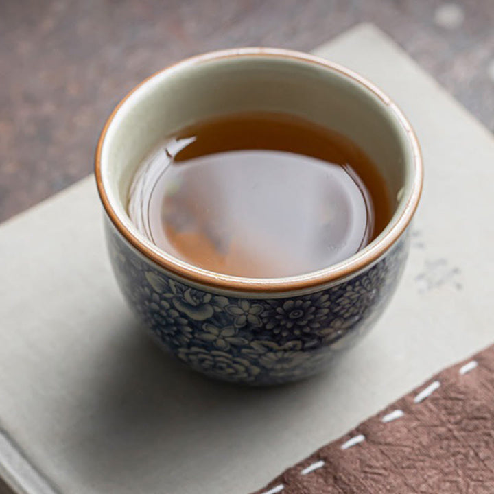 Porzellan Teetasse Lotus Pfirsichblüte Chrysantheme Geschenk