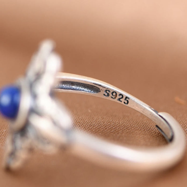 Lapislazuli Ring 925 Silber blauer Stein für Positivität Schutz