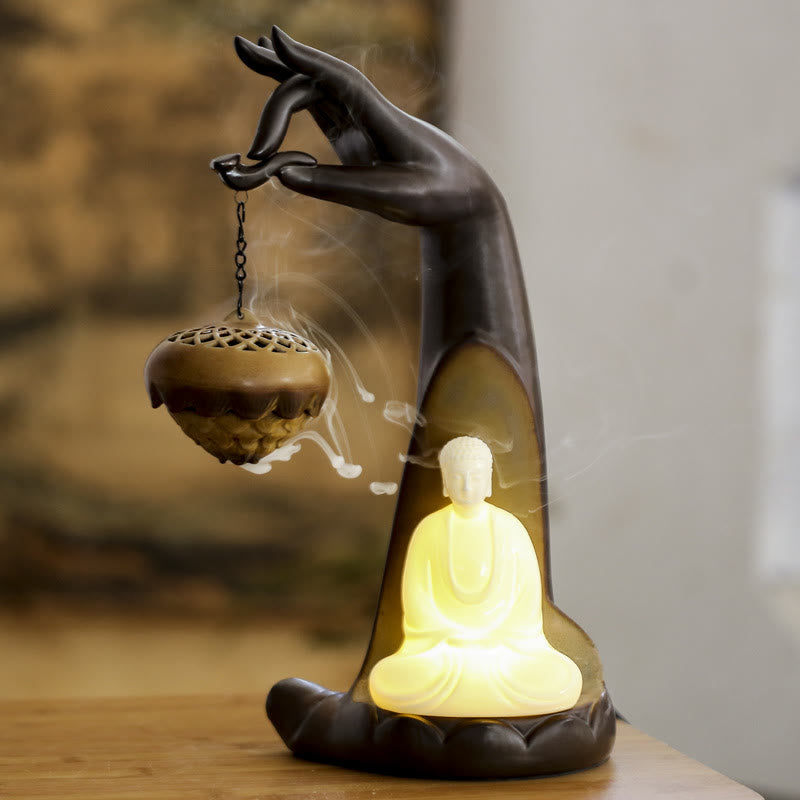 Räucherbrunnen Buddha Hand Led Keramik Feng Shui