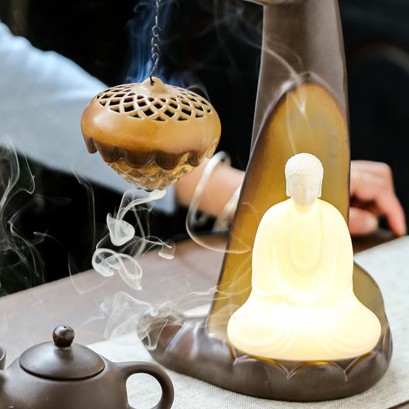 Räucherbrunnen Buddha Hand Led Keramik Statue