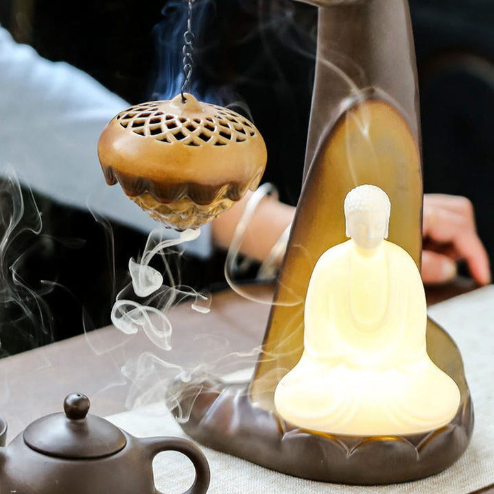 Räucherbrunnen Buddha Hand Led Keramik Statue