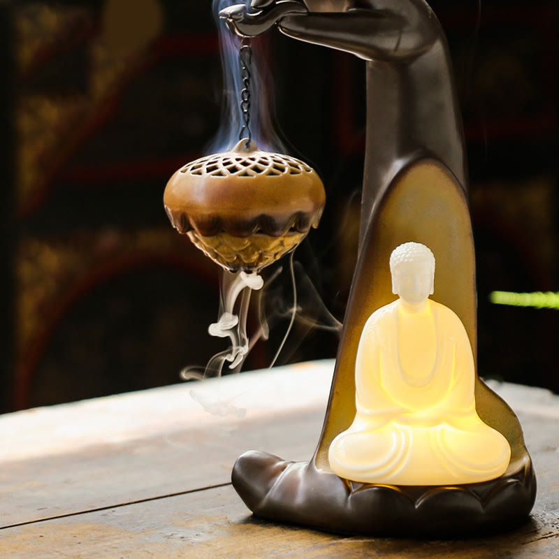 Räucherbrunnen Buddha Hand Led Keramik Wohnzimmer