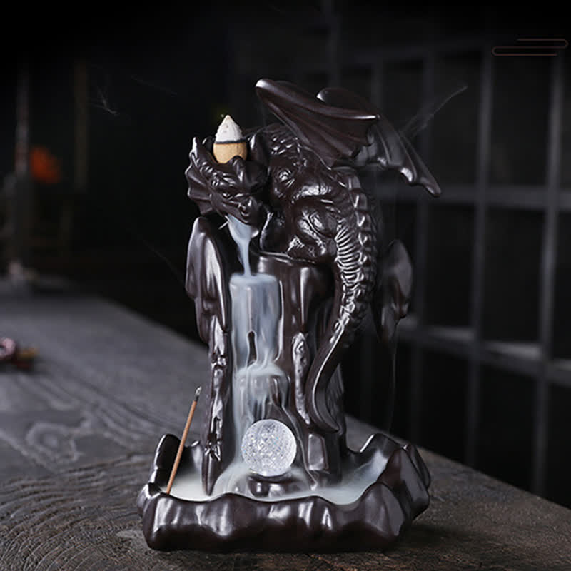 Räucherbrunnen Drache Keramik LED Deko
