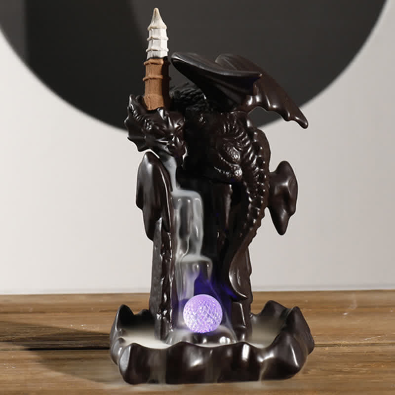 Räucherbrunnen Drache Keramik LED Feng Shui