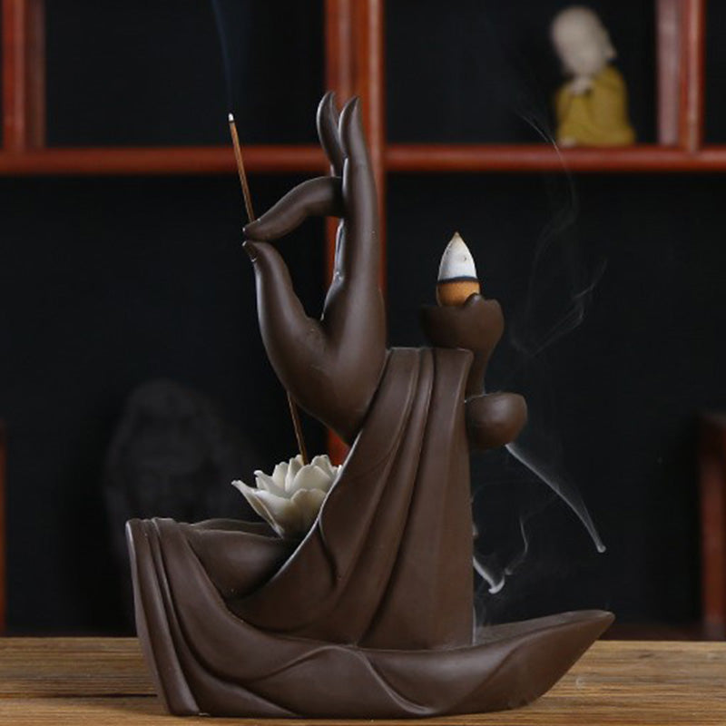 Räuchergefäß Mit Sieb Lotus Tibetisch Statue