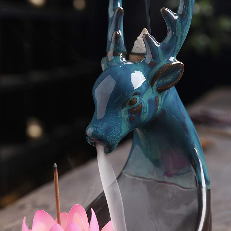 Räuchergefäße Keramik Lotus Hirsch Geschenk