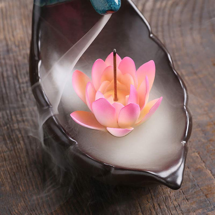 Räuchergefäße Keramik Lotus Hirsch Statue