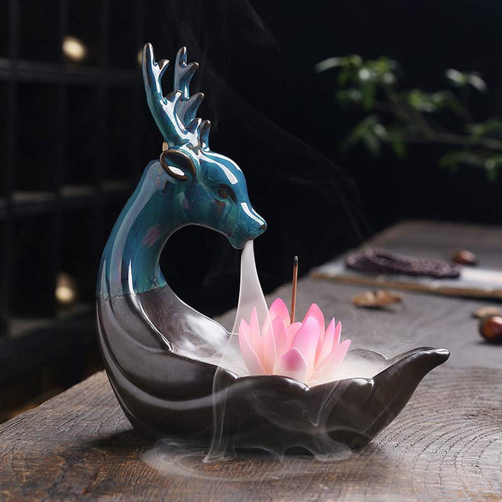 Räuchergefäße Keramik Lotus Hirsch
