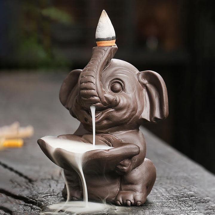 Räucherkegel Anzünden Elefant Blatt Ton Deko