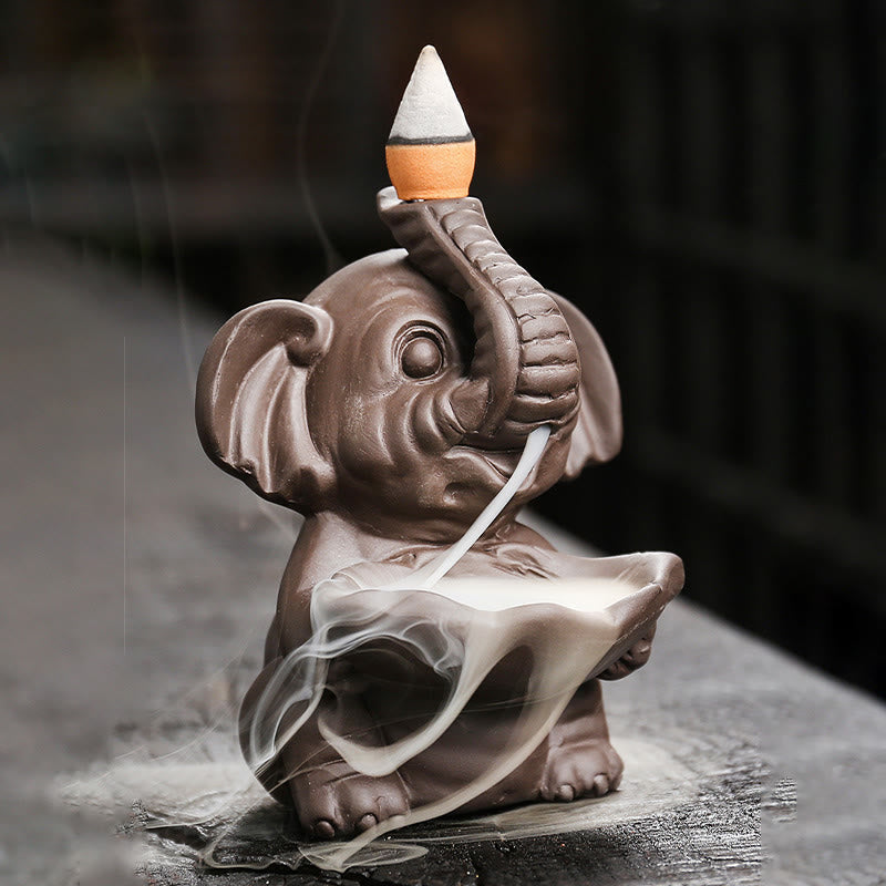Räucherkegel Anzünden Elefant Blatt Ton Feng Shui