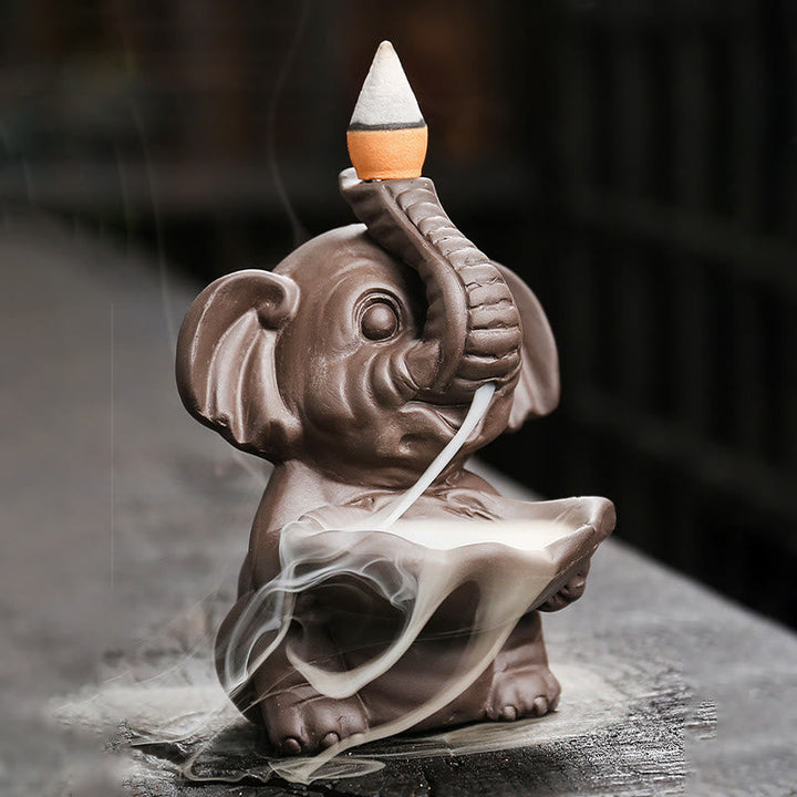 Räucherkegel Anzünden Elefant Blatt Ton Feng Shui