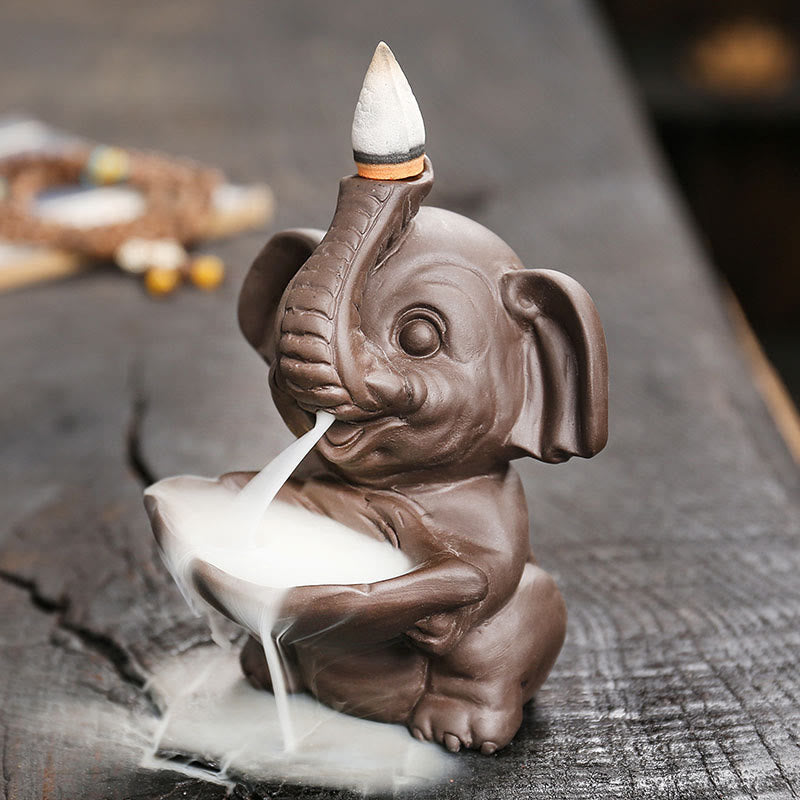 Räucherkegel Anzünden Elefant Blatt Ton Glücksbringer