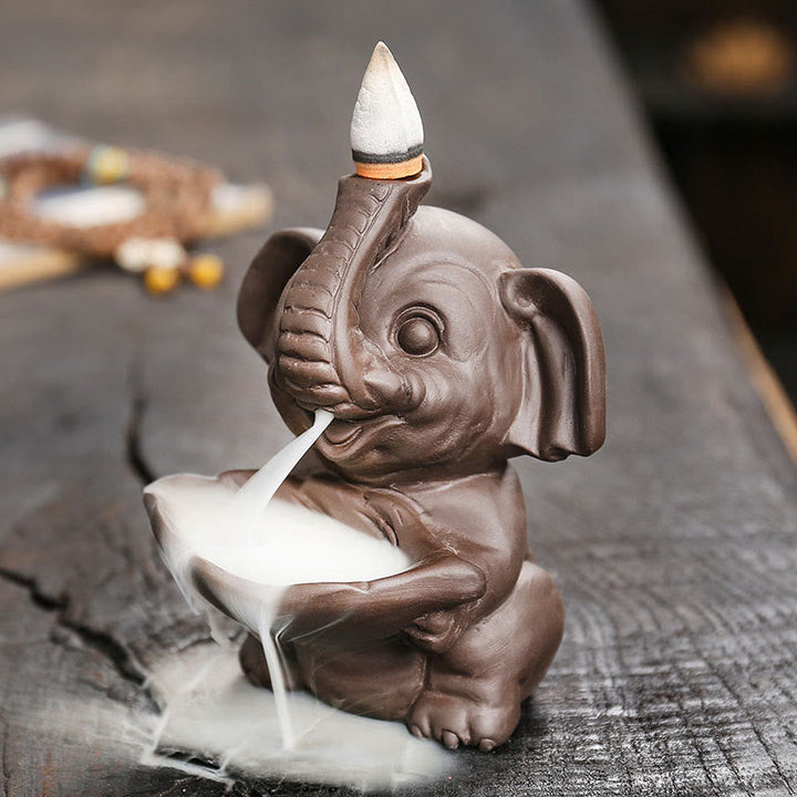 Räucherkegel Anzünden Elefant Blatt Ton Glücksbringer