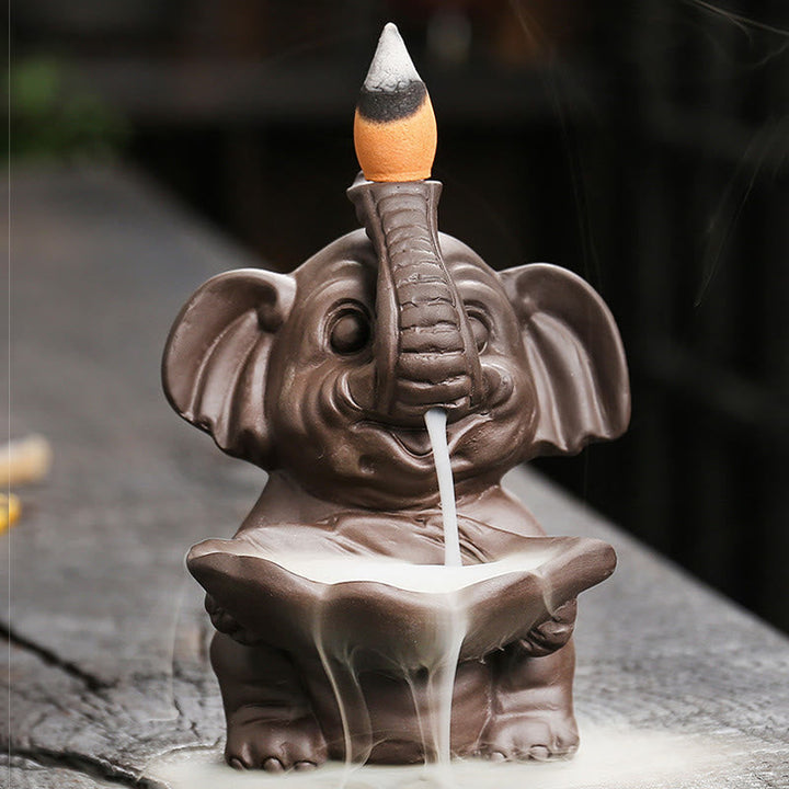 Räucherkegel Anzünden Elefant Blatt Ton Statue