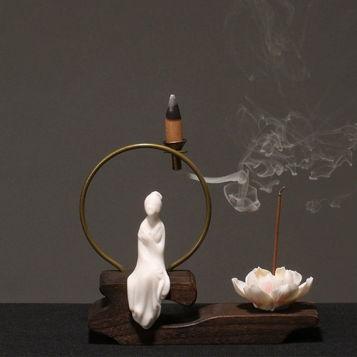 Räucherkegel Anzünden Keramik Lotus Statue