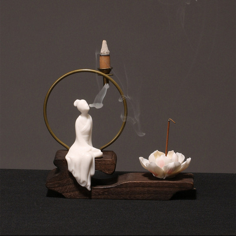 Räucherkegel Anzünden Keramik Lotus Wohnzimmer