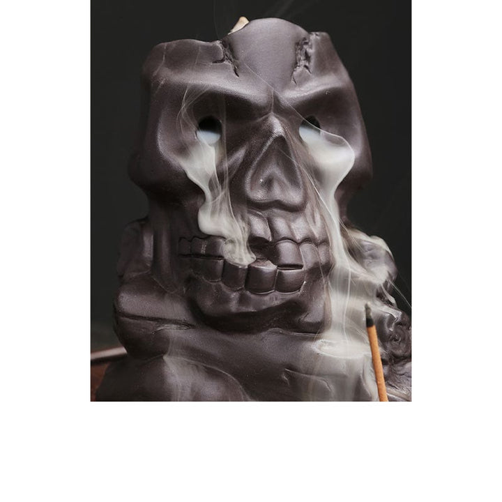 Räucherkegel Halterung Totenkopf Ton Lila Geschenk