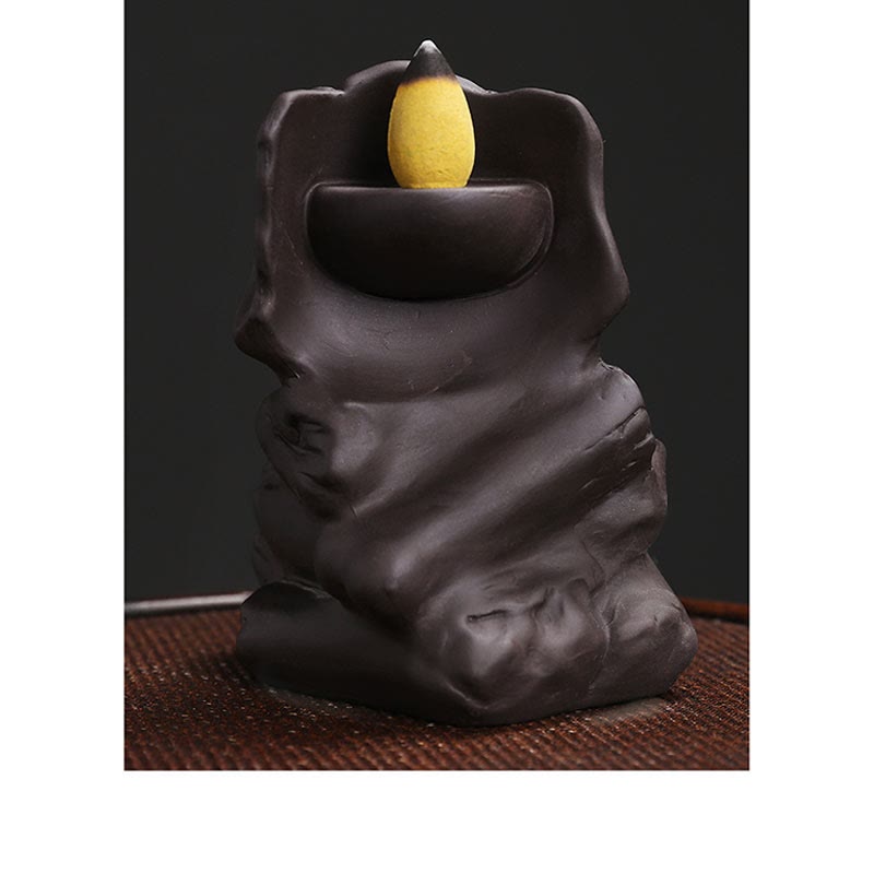 Räucherkegel Halterung Totenkopf Ton Lila Statue