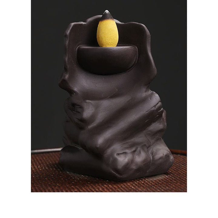 Räucherkegel Halterung Totenkopf Ton Lila Statue