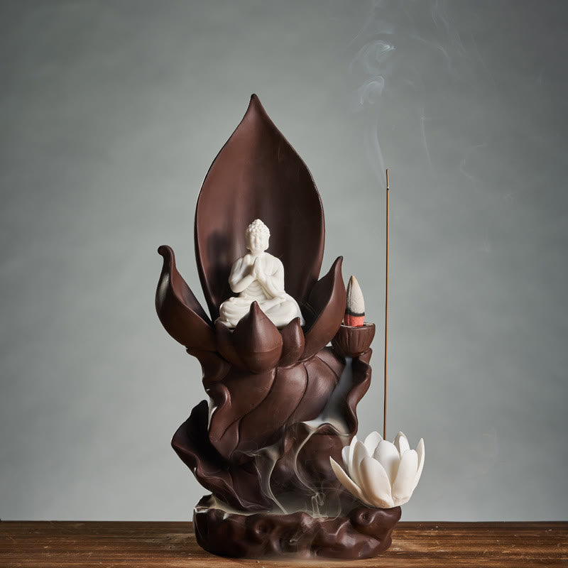 Räucherkegel Lotus Buddha Ton Deko