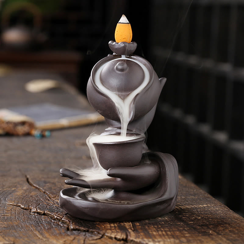 Räucherkegel Weihrauch Buddha Hand Keramik Feng Shui