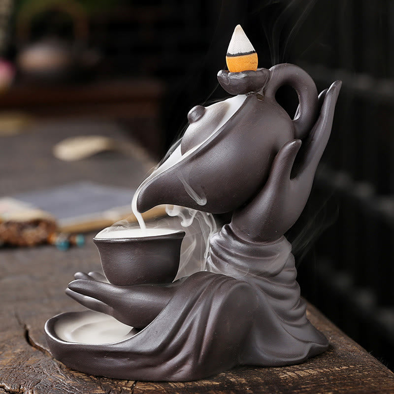Räucherkegel Weihrauch Buddha Hand Keramik Glücksbringer