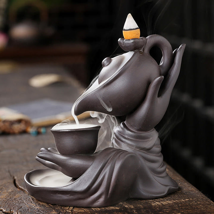 Räucherkegel Weihrauch Buddha Hand Keramik Glücksbringer