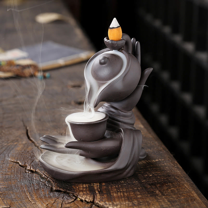 Räucherkegel Weihrauch Buddha Hand Keramik
