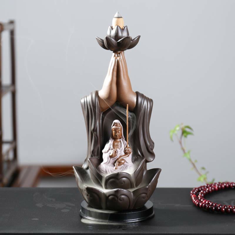 Räucherkegel Weihrauch Lotus Buddha Keramik Geschenk