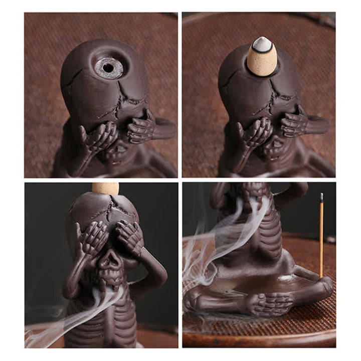 Räucherkegel Weihrauch Totenkopf Ton Statue