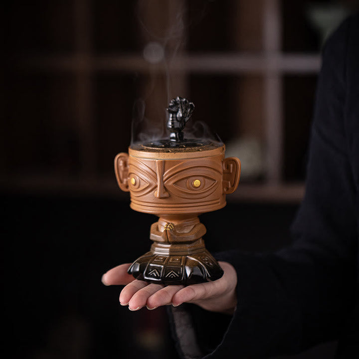 Räucherschale Sanxingdui Maske Keramik Deko