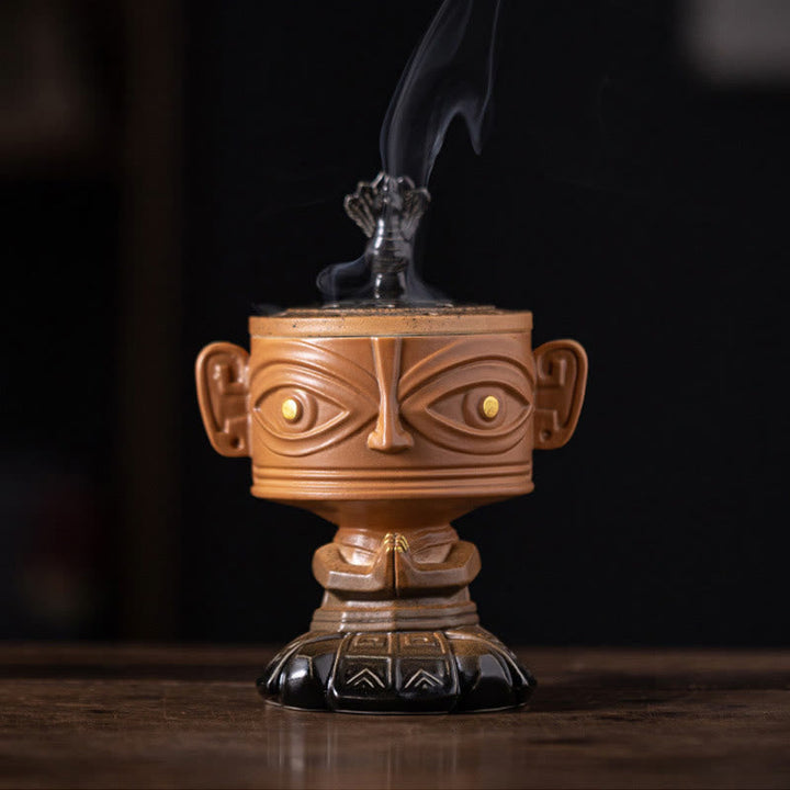 Räucherschale Sanxingdui Maske Keramik Feng Shui