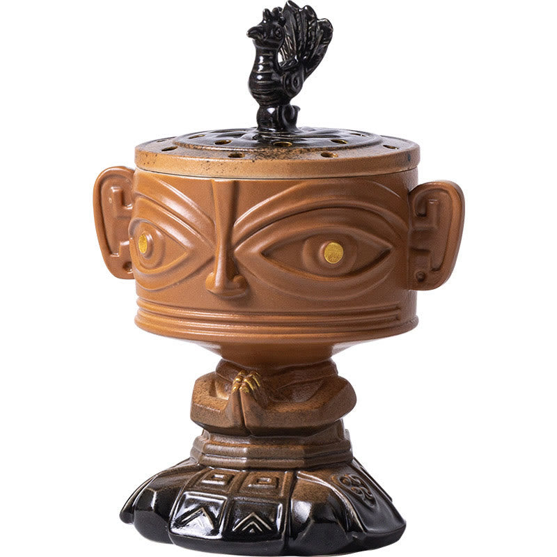 Räucherschale Sanxingdui Maske Keramik Statue