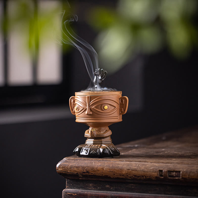 Räucherschale Sanxingdui Maske Keramik
