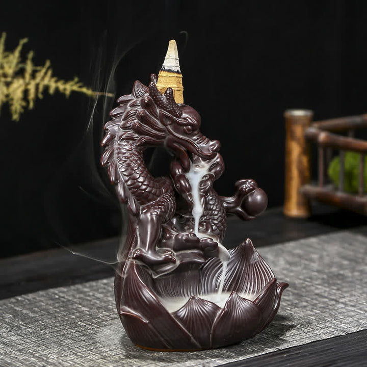 Räucherschale Set Drache Lotus Keramik Deko
