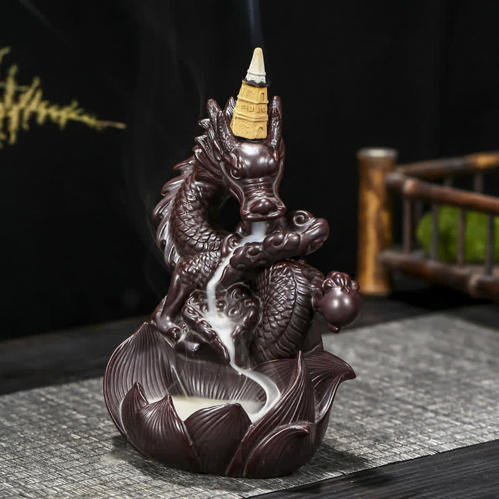 Räucherschale Set Drache Lotus Keramik Geschenk
