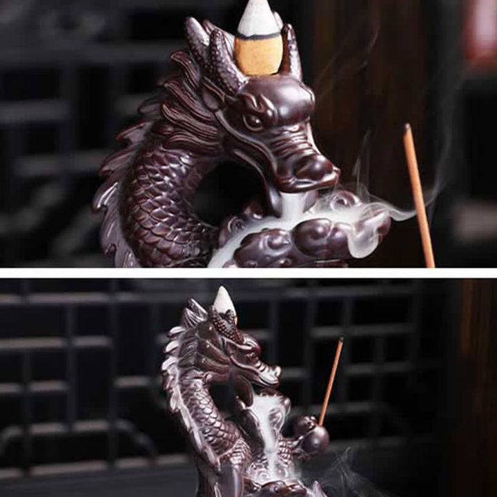 Räucherschale Set Drache Lotus Keramik Statue