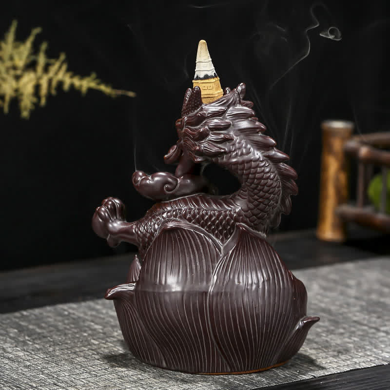Räucherschale Set Drache Lotus Keramik Wohnzimmer