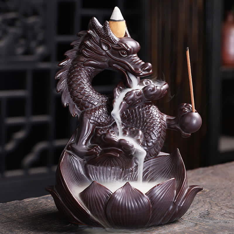 Räucherschale Set Drache Lotus Keramik