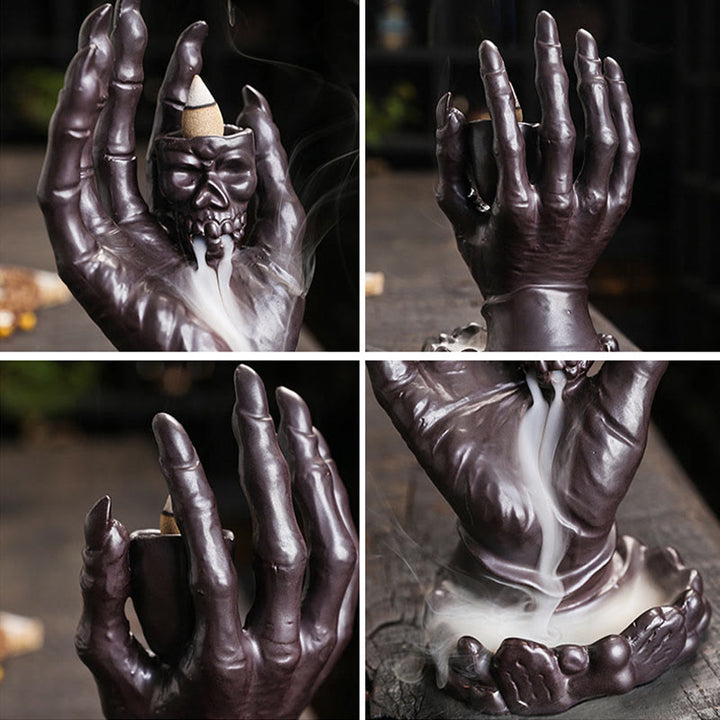 Räucherschale Set Totenkopf Keramik Deko