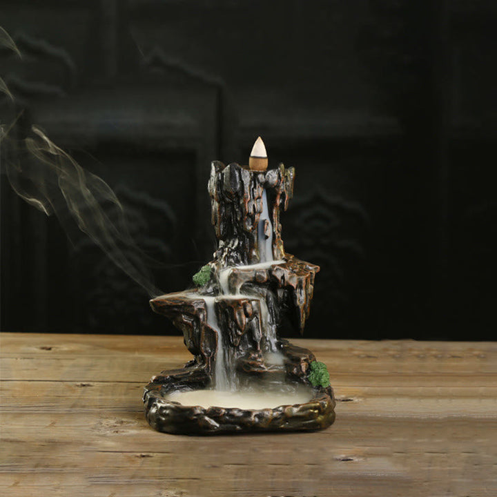 Räucherschale Wasserfall Berg Turm Statue